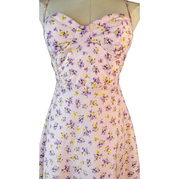 Strappy Small Back Mini Dress Pink/Purple Fully Lined Sweetheart Neckline - Picture 4 of 12